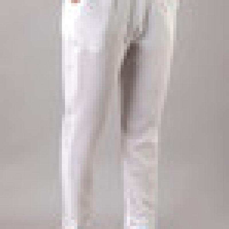 Martini - Plus SizeWhite Solid Straight Cotton Flex Pants With Drawstring