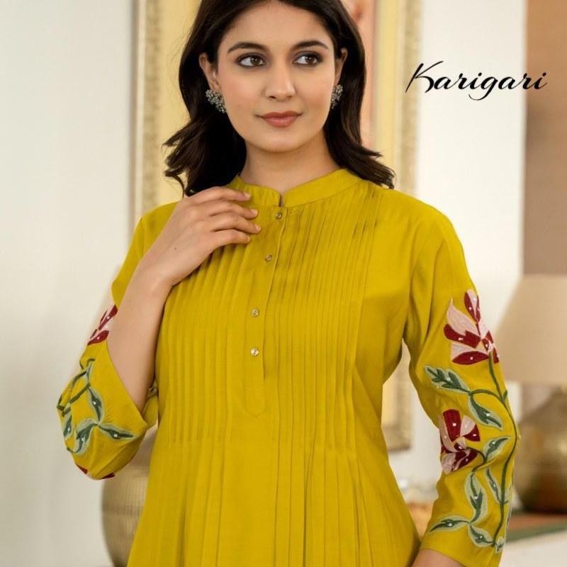 Cotton 60-60 Embroidery Sequence Work Kurti with Pant and Dupatta