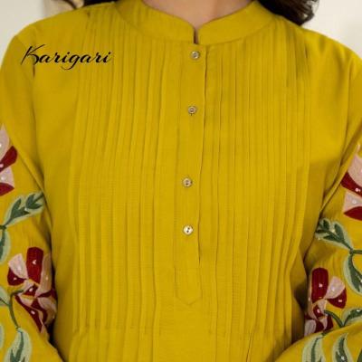 Cotton 60-60 Embroidery Sequence Work Kurti with Pant and Dupatta