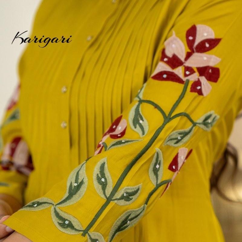 Cotton 60-60 Embroidery Sequence Work Kurti with Pant and Dupatta