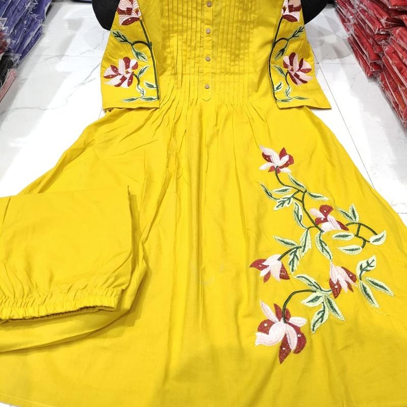 Cotton 60-60 Embroidery Sequence Work Kurti with Pant and Dupatta