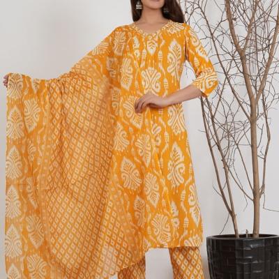 Cotton Visscose Prinetd Kurti with Pant and Dupatta
