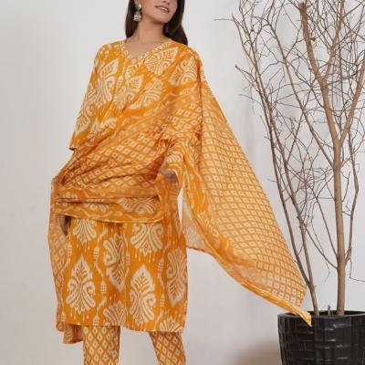Cotton Visscose Prinetd Kurti with Pant and Dupatta