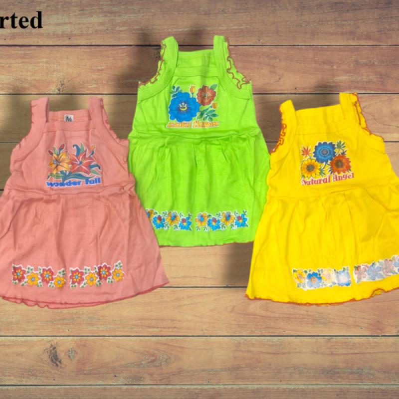 Aaron - Assorted 18 Pieces Of Cotton Hosiery Frock Set For Girls