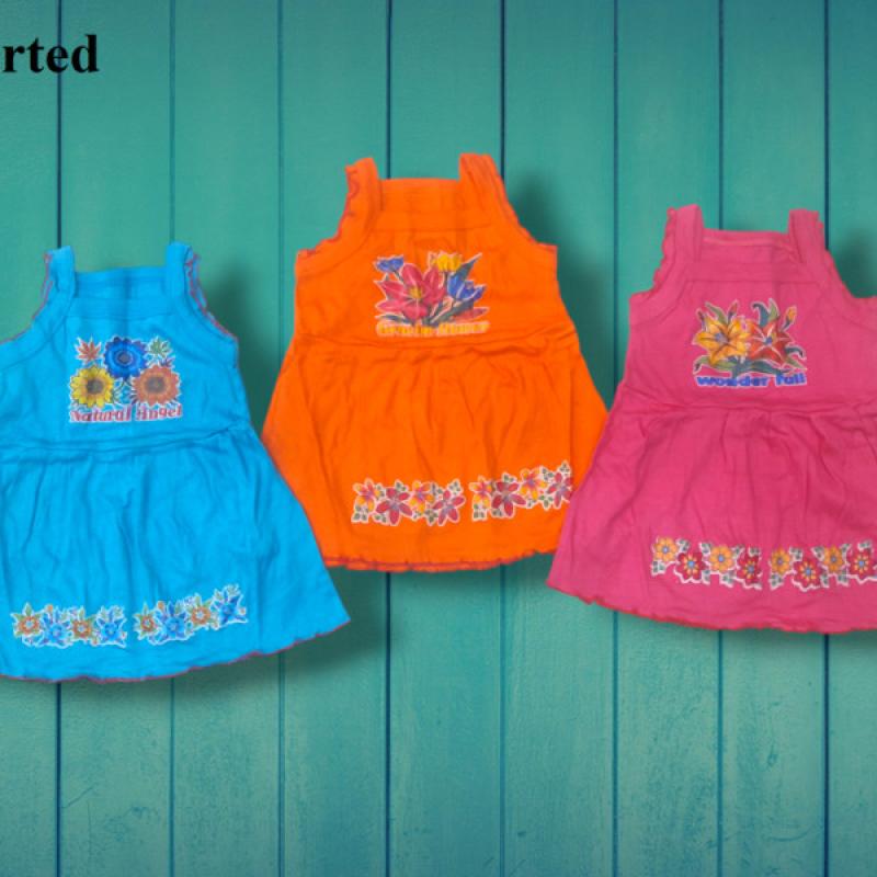 Aaron - Assorted 18 Pieces Of Cotton Hosiery Frock Set For Girls