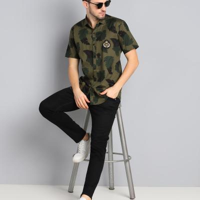 Radha - Cotton Blend Floral Printed Men's Half Sleeve Shirt