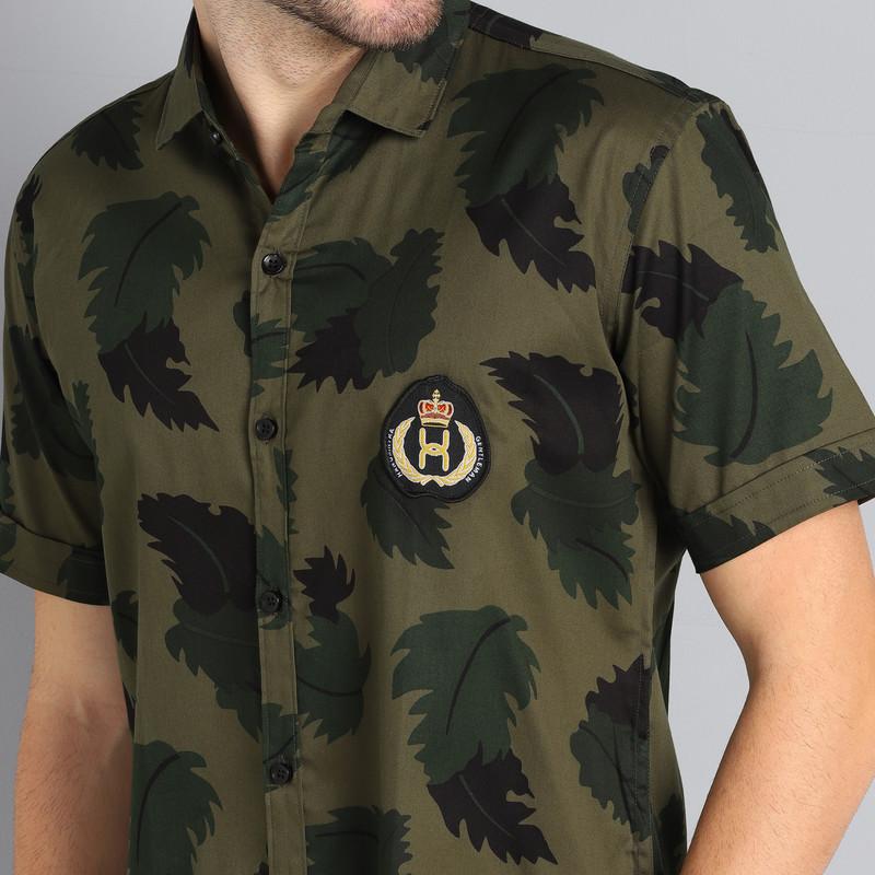 Radha - Cotton Blend Floral Printed Men's Half Sleeve Shirt
