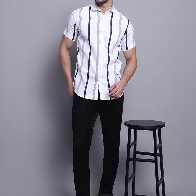 Radha - Cotton Blend Floral Printed Men's Half Sleeve Shirt
