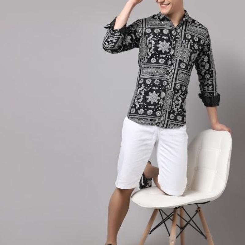 Radha - Cotton Dobby Block Printed Mens Shirt