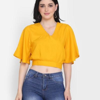 Radha - Rayon Western Solid Women Top