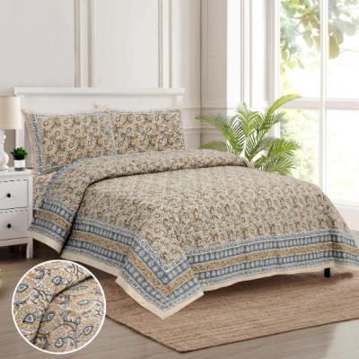 Cotton Printed Tulsi Theme Double Bedsheet with Pillow Covers