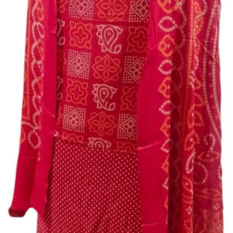 Samanwi - Rayon Bandhani Printed Unstitched Suit Set