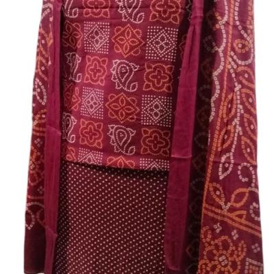 Samanwi - Rayon Bandhani Printed Unstitched Suit Set